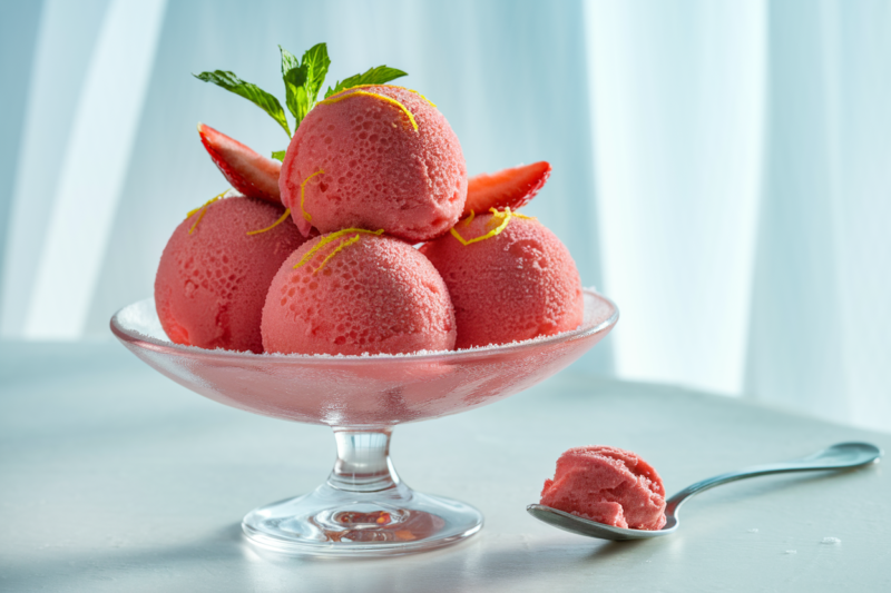 Erfrischendes Erdbeer-Limetten-Sorbet