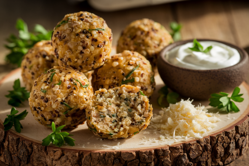 Herzhafte Quinoa-Energiekugeln mit Parmesan