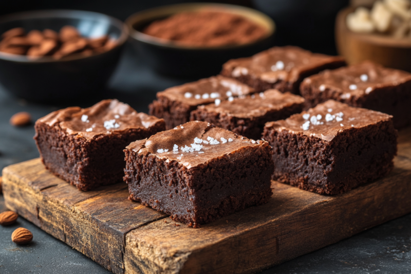 Knusprige Schokoladen-Brownies mit Salzbrise