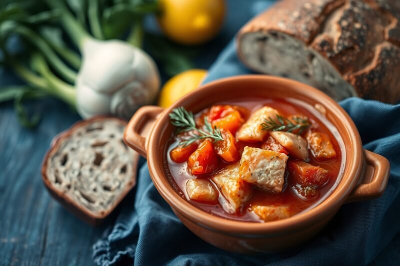 Mediterraner Tomaten-Fenchel-Eintopf mit Lachs