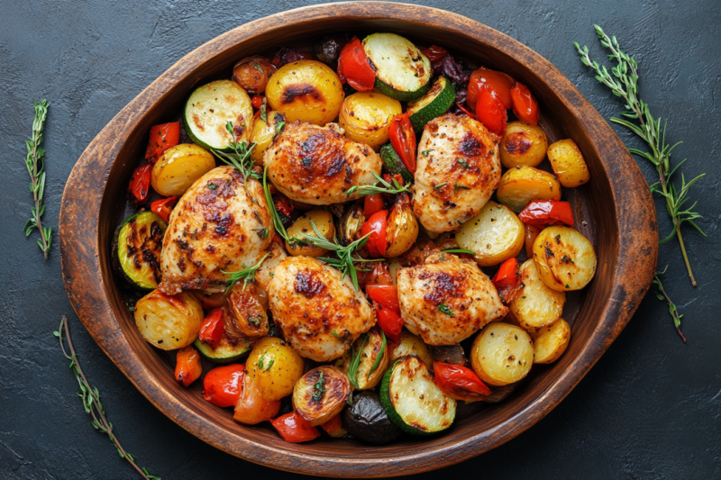 Mediterraner Zitronen-Hähnchen-Auflauf