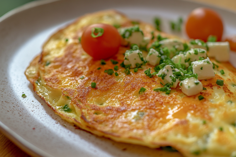 Mediterranes Rührei mit Spinat und Feta