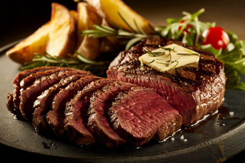 Saftiges Rinderfilet mit Kartoffel-Rosmarin-Wedges