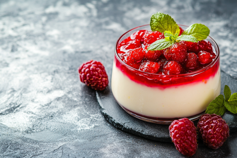 Zarte Zitronen-Panna Cotta mit Beerenspiegel