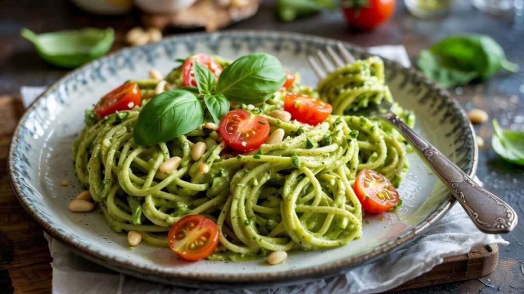 Clean Eating Hauptgerichte: 10 Rezepte, die schnell und einfach gelingen 4 Vollkorn-Pasta mit cremigem Avocado-Pesto