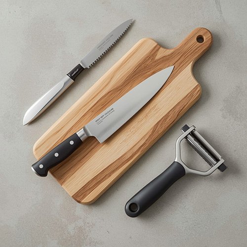 Nützliche Küchenhelfer wie Messer und Spiralschneider